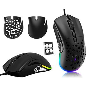 ZIYOU LANG D19 Muizen G-PRO Bedrade Gamingmuis, Tot 12.000 Dpi Gamingmuizen, O-Model Rgb-Muis Gaming, 7 Programmeerbare Knoppen, Honingraatschaal Optische Superlichte Rgb-Gamermuizenmuis - Zwart