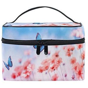 Hengpai Kleurrijke blauwe vlinder cosmetische tas reizen make-up trein gevallen opslag organisator voor vrouwen