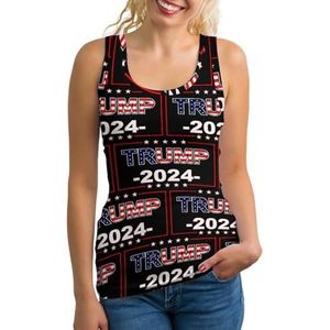 Trump 2024 USA Flag dames tank top mouwloos T-shirt pullover vest atletische basic shirts zomer bedrukt