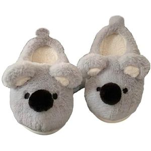 APVPOPOKGM Vrouwen Leuke Koala Pluche Dier Slippers Grappige Gezellige Winter Huis Schoenen Warme Fuzzy Indoor Slippers, Grijs, 38 EU