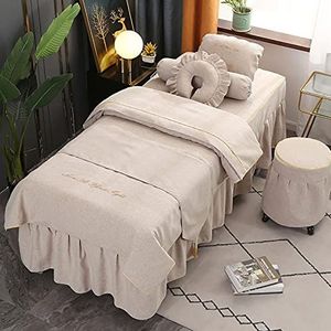 MESCXTY 4-delige microvezel dekbedovertrekset voor massagetafel, effen, herbruikbaar, voor de woonkamer, schoonheidsdekbed voor lichaamsfysiotherapie massage, camel, 190 x 75 cm