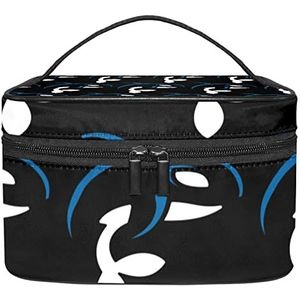 Leuke orka met zwarte achtergrond make-up organizer tas, reismake-up tas organizer case draagbare cosmetische tas voor vrouwen en meisjes toiletartikelen, Meerkleurig, 22.5x15x13.8cm/8.9x5.9x5.4in