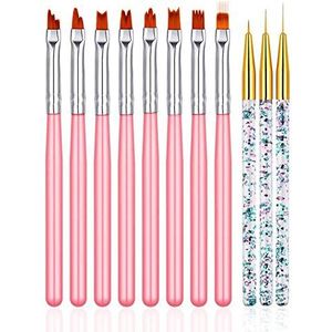 FULINJOY 11 Pcs Nail Art Borstel Set, UV Gel Schilderen Pen Nail Bloem Schilderen Borstel Gel Gradiënt Nail Schilderen Ontwerp Pen, Nail Liner Borstels