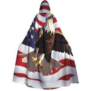 SSIMOO Amerikaanse zeearend met Amerikaanse vlag unisex mantel-boeiende vampiercape voor Halloween - een must-have feestkleding voor mannen en vrouwen