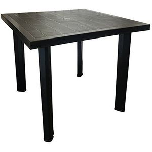 Mojawo Bistrotafel - kunststof - 80 x 75 cm campingtafel - antraciet - vierkant - balkontafel - tuintafel - terrastafel