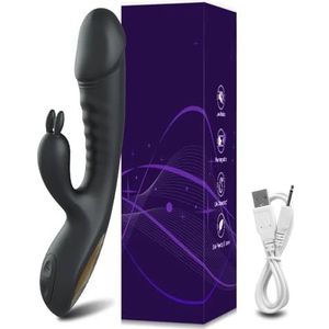 Rabbit Vibrator Women Sex Toys | G Spot Vibrator | Clitoris Stimulation | Realistic Dildo Vibrator with 10 Powerful Vibrations Dual Motor Stimulator | Adult Toys Women or Couple (Black, With box)