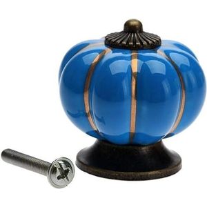 Keramische knoppen, kastknoppen, 1Pc Vintage Pompoen Keramische Kastknoppen en Handgrepen Meubelgrepen Kleurrijke Deurknop Ladekast Keuken Trekgreep (Color : Blue)