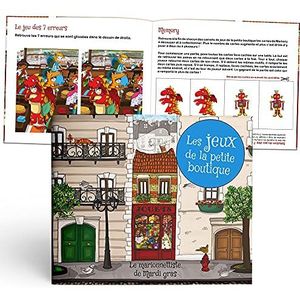 Le Marionnettiste de Mardi Gras Speelboek, cadeau-idee voor 4 tot 7 jaar, zachte omslag, 17 x 20 cm, 12 pagina's, gemaakt in Frankrijk