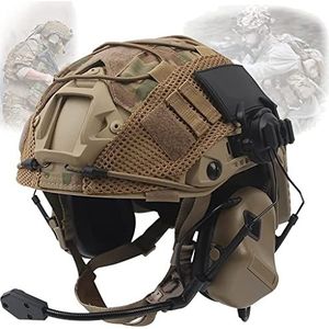 Airsoft Snelle helmset, tactische helm, met militaire headset en multicam-helmen, beschermende uitrusting voor airsoft, paintball, outdoor, jacht, A