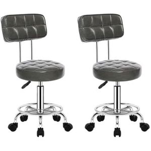 Ontbijt Barkrukken 2 Stuks Barkrukken Met Wielen Swivel Bar Stoelen Verstelbare Lift Kruk Swivel Kruk Zacht Leer Rugleuning Bar Stoel Keuken Barstoelen(Grey)