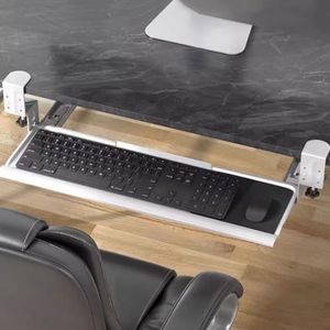 Retractable Keyboard Tray Keyboard Shelf Black/White, Slide Keyboard Drawer Under Desktop, Keyboard Platform Organization, Punch Free (Color : Black, Size : 1-7.5cm)