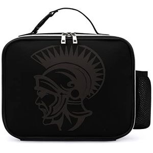 Cartoon Rome Army Fighter Afneembare Maaltijd Pack Herbruikbare Lederen Lunch Box Container Draagbare Lunch Bag