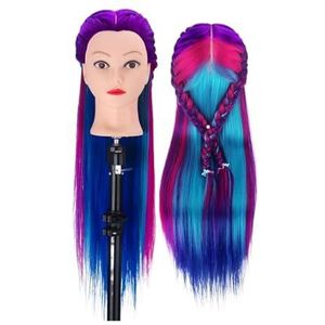26 inch synthetische vezel haar trainingshoofd cosmetologie haarpop hoofdstyling met tafelklemhouder