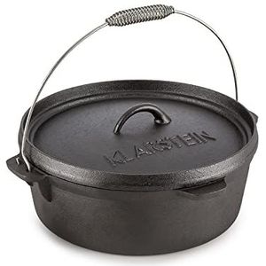 Klarstein Hotrod 145 - Dutch Oven, gietpan, BBQ-pot, inhoud: 12 qt / 11,4 liter, koken, braden of bakken, in open vuur, op een grill of op een draaibare grill, gebakken, zwart