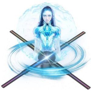 Holografische Waaier, 65cm Holografische Fan 768 Led Sign Neon HD 2000 * 1536 Resolutie Blote Oog 3d Hd Projector Nieuw Reclamelicht,Holografische Projector