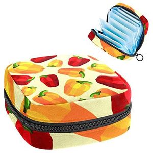 Opbergtas voor maandverband Pads, Menstruatie Cup Pouch, Periode Bag Organizer voor vrouwelijke Pads Tampons, Rijpen Paprika