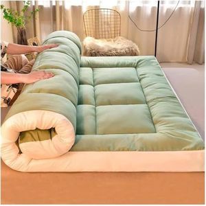 SSLEMMTH Japanse futonmatras, opvouwbare tatami-mat, slaapbedkussen, superzachte oprolbare vloermat, ideaal voor bank of bed, perfect voor thuis of op reis, groen, 180 x 200 cm