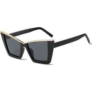 GALSOR Gepersonaliseerde Cat-eye zonnebril met groot frame, trending, smalle brillen voor feestgunst (kleur: zwart, maat: gratis maat)