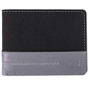 Skechers Men's Slimfold Canvas Vegan Leather RFID Wallet, Black Zig Zag, One Size