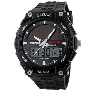 SKMEI 1049 Solar Energy Japanese-Quartz LED and Pointer Display 50M Waterproof Multi-Function Watches