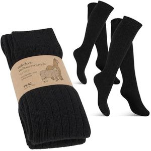 Celodoro Wollen sokken en kniekousen voor dames en heren, met alpacawol in verpakking van 2 stuks, Zwarte knie, 39-42 EU