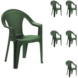 Mojawo Ischia Stapelstoel, tuinstoel, bistrostoel, tuinstoel, stapelbaar, rotan-look, balkonmeubelen, tuinmeubelen, groen, 6 stuks