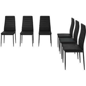 Vicco - Grand Eetkamerstoel - Zwart - Set van 6 - Polyurethaan