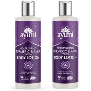 Ayumi Turmeric & Shea Butter Body Lotion. Vegan, Cruelty-Free, Dermatologically-Tested, 2 x 250ml