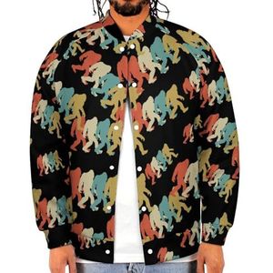 Bigfoot Silhouet Retro Pop Art Grappige Heren Baseball Jacket Gedrukt Jas Zachte Sweatshirt Voor Lente Herfst
