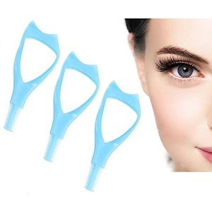 ASTRQLE 3 stuks plastic make-up bovenste onderste oogwimper mascara guard applicator met kam wimpers krulspelden schilden applicators (blauw)