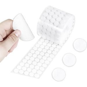 Greyoe Klittenbandband, zelfklevend, sterk zelfklevend klittenband, 120 stuks 30 mm diameter, zelfklevende stippen, plakband, dubbelzijdig haakband, voor school, thuis, kantoor (wit)
