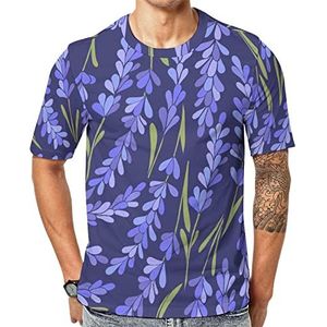 Lavendel patroon heren korte mouw grafisch T-shirt ronde hals print casual T-shirt tops XL