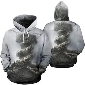 3D Gedrukt Nordic Dragon Pullover Hoodies Unisex Zip Casual Sweatshirt, Viking Ouroboros Hooded Deken