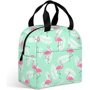 Kleurrijke roze flamingo dames lunchtas met grote zak geïsoleerde lunchbox voor mannen reizen picknick werk grappig