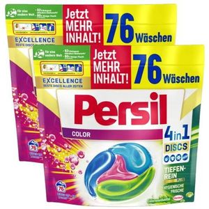 Persil Color 4-in-1 DISCS, 152 (2 x 76 wasbeurten), kleurwasmiddel met Dieptereinig-Plus-technologie voor heldere kleuren, 92% biologisch afbreekbare ingrediënten*