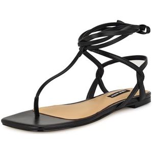 Nine West Norta platte sandaal voor dames, Zwart 001, 38.5 EU