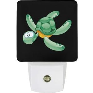 Leuke Cartoon Schildpad Warm Wit Nachtlampje Plug In Muur Schemering naar Dawn Sensor Lichten Binnenshuis Trappen Hal