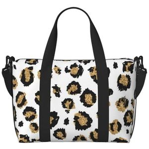 YUNWEIKEJI Gouden Glitter Zwarte Luipaard Dier Print, Grote Strandtas Schoudertas Reistas - Tote Bag Handtas Met Handgrepen En Riemen, zoals afgebeeld, Eén maat