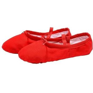 Balletschoenen, Platte canvas balletschoenen, Balletoefeningschoenen met zachte zool, Gymnastiekschoenen for dames, Balletoefening (Color : Red, Size : 31(19cm))