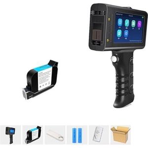 Draagbare inkjetprinter, 12.7mm Label Printer Smart Handheld Inkjet Printer Qr Bar Lot Code Logo Codering Machine for Glas(Printer with 1 Ink)