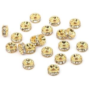 50 stks/partij 4 6 8 10mm Strass Rondelle Kristal Ronde Losse Spacer Kralen voor Sieraden DIY Maken Armband Ketting Accessoires-18k Goud-10mm-50 stuks