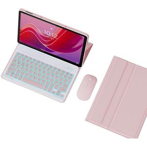Toetsenbordhoes Voor Lenovo Tab M11 2024 11 Inch TB330, Afneembaar Draadloos Toetsenbord Met Achtergrondverlichting En Magnetische Beschermhoes, Oplaadbare Muis,Roze