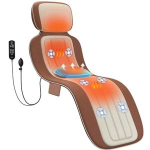 Full Body Massagemat met warmte, beweegbare Shiatsu nekmassageapparaat, 3D lumbale tractie en ontspanning, 6 vibrerende motoren, voor stressverlichting, verstelbare taille voor 5'0-6'2, opvouwbaar en