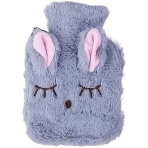 Warmwaterkruik Warm Winter Warm Warmte Herbruikbare Handwarmer PVC Stress Pijn Verlichting Therapie Warmwaterkruik Tas met Gebreide Zachte Gezellige Cover Warmwaterzak (Grijs)