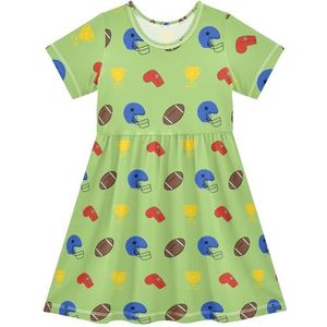 LI ZHI XIN Meisjes Jurk Kinderen Zomer Korte Mouw Ronde Hals Casual Jurken voor Leeftijd 2-8 Fluitje Trofee Patroon, Meerkleurig, 2 jaar