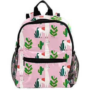 Mini Rugzak Pack Tas Arrogant Alpacas Patroon Groen Cactus Roze Leuke Mode, Meerkleurig, 25.4x10x30 CM/10x4x12 in, Rugzak Rugzakken