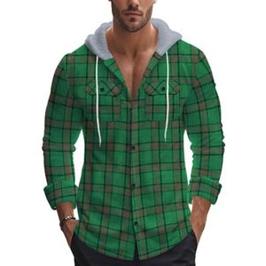 KAMISIGA Rits Hoodies voor Mannen Flanellen Shirt voor Mannen Plaid Shirt Lange Mouw Sweatshirt Voor Herfst Mode, Groen, M