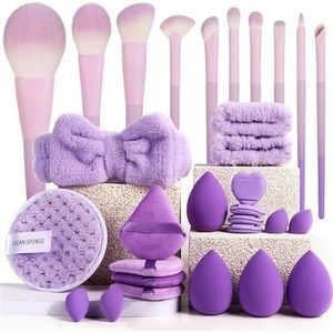 Plastic make-upborstelset, kunstzinnige borstels, Kabuki-poederborstel, oogschaduw, Stippling Borstel Premium Synthetische Make-up Borstel Set Voor Contouring Concealer Foundation Poeder Oogschaduw