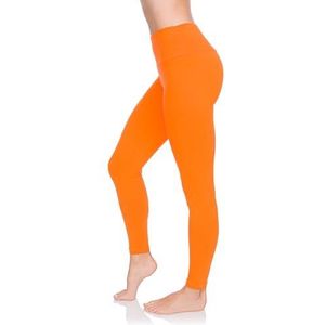 SOFTSAIL legging voor dames, van katoen, hoge taille, volledige lengte, buikcontrole, rekbaar, elastische paneelbroek voor in de fitnessstudio, fitness, yoga, afslankende leggings, oversized, LWP3, oranje, 36