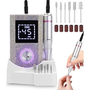 Elektrische nagelvijl, nagelfrees, nagelfrees voor gelnagels, elektrische nagelvijl, 45000 omw/min, frees voor gelnagels met lcd-display, instelbare F/R draairichting, nagelfrees voor acrylnagels